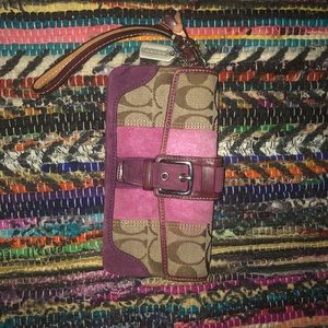 Coach Suede Trim Wristlet